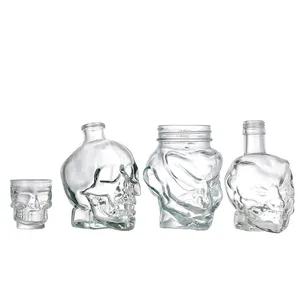 New 80 Ml 150ml 200ml 350ml Skull Decanter Lead-free Glass Skull Prop Bottle Whiskey Bottle With Cork Stopper