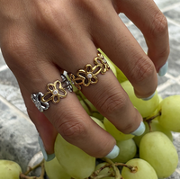 Modischer Edelstahl Zirkon Edelstein Ring Trendiger Stil 18k PVD Gold Ring Damen Modeschmuck