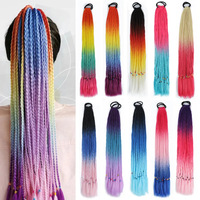 Perruque queue de cheval Yaki Dreadlock tressée en fibre haute température, double trame, 12 pièces, cheveux synthétiques à tresser