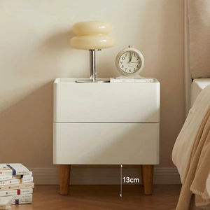 Todo el gabinete del cajón de la cama de aire de la crema blanca sólida Mesitas de Noche del casillero de doble dibujo Mesita de noche para el dormitorio - Product Image 1