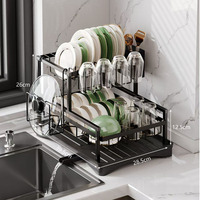 OWNSWING Nouveau Égouttoir à vaisselle double couche, Étagère de rangement pour la cuisine, Étagère de rangement pour tasses, Étagère de rangement multi-niveaux pour bols