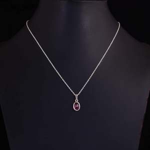 Natural Pink Tourmaline Cabochon Pendant <b>Necklace</b> 925 Silver Bezel Setting Water Drop Shape Everyday Wear Women's Jewelry - Product Image 5