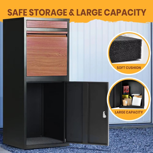 <span class=keywords><strong>Arredamenti</strong></span> per la casa da <span class=keywords><strong>esterno</strong></span> cassetta postale nera di alta sicurezza con finitura a grana di legno-cassetta di sicurezza per pacchi con lucchetto - Product Image 5
