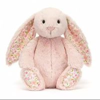 Boneka Kelinci Gaya Inggris Isi Kapas PP Super Lembut Desain Simetris Telinga Kelinci Kecil Unisex Merek JC Poliester yang Dapat Dicuci