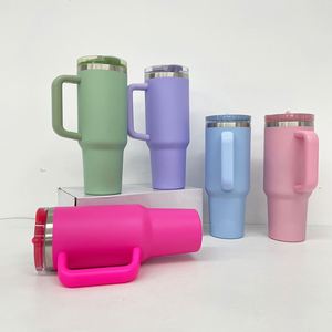 <b>Double</b> <b>Walled</b> Blank Sublimation Macaroon White 40oz Leak Spill Proof Tumbler Cups <b>Mug</b> with Removable Flip Straw Lid - Product Image 2