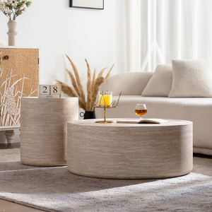Mesa de Centro Redonda de Madera con Patrón de Marte, Diseño Decorativo Moderno para Sala de Estar, Mueble Móvil para el Hogar - Product Image 2