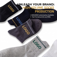 Chaussettes de sport pour hommes avec logo personnalisé, en coton peigné respirant de qualité supérieure, à bordure lâche, faible MOQ, usine OEM