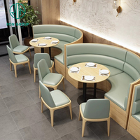 Vente chaude Vert En Cuir Demi Restaurant Canapé Stand Sièges Moderne Commercial Meubles Café Table Chaise Ensembles pour Café