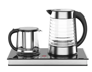 Sıcak satış cam çay tepsisi seti dalga tasarım mutfak makinesi dijital dokunmatik kontrol çay ve kahve makinesi cam taban ile