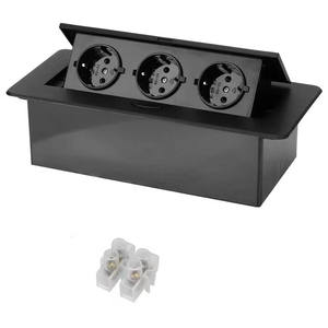 Prise de courant de table standard européenne avec câble EU de 1,5 m de long, 2 ou 3 prises, panneau en aluminium, bureau, cuisine, armoire, couvercle métallique - Product Image 5