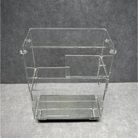 Chariot de bar en acrylique avec 4 roues verrouillables, chariot de service transparent avec porte-vin et porte-verres, chariot à boissons roulant pour hôtel et cuisine