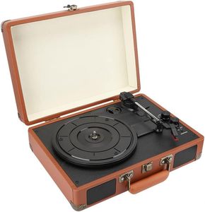 Tocadiscos de Vinilo Semiautomático de 3 Velocidades con Caja de Cuero Estilo Caja de Música - Product Image 3