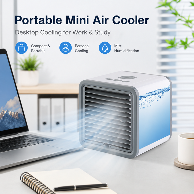 Home Office Desk Easy Way to Cool with Mini Air Cooler Fan Evaporative Quick Portable Air Conditioner