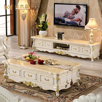 Ensemble de salon moderne de style européen avec table basse et meuble TV en bois massif chêne pour petits appartements, sans assemblage