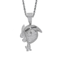 Collier Pendentif Personnage Hip-Hop en Zircon Micro-Incrusté, Bijoux de Mode pour Hommes, Vente en Gros