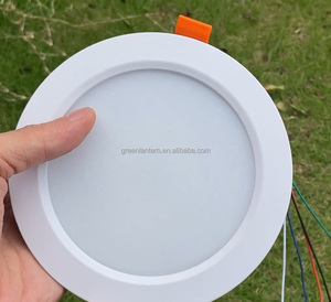 Downlight encastré intelligent en aluminium 24V RGBW 6000K blanc, spots LED de <span class=keywords><strong>plafond</strong></span> ronds, downlight LED 18W avec câble à 5 fils - Product Image 1