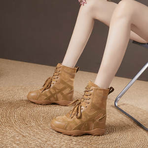 <span class=keywords><strong>Bottines</strong></span> à talons hauts d'hiver à <span class=keywords><strong>lacets</strong></span>, hauteur intérieure invisible de 10 cm, semelle épaisse pour bottes pour femmes - Product Image 2