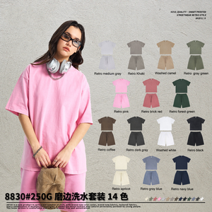 Completo Estivo 2025 da <span class=keywords><strong>Uomo</strong></span>: Set Casual Vintage con Maglietta a Maniche Corte e Pantaloncini Effetto Lavato e Sfilacciato, Stile Street per Coppie - Product Image 2