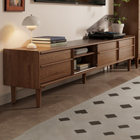 Meuble TV moderne en bois massif couleur noyer, console multimédia pour salon et salle à manger, centre de divertissement écologique
