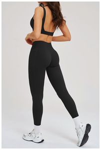 Pantalones de gimnasio personalizados para mujer con cintura alta cruzada, elásticos, transpirables, con bloques de color, para yoga y leggings. - Product Image 5