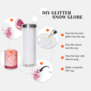 Vaso Personalizado de Acero Inoxidable con Tapa y Pajita, Diseño de Globo de Nieve de 20 oz, con Purpurina, para Refrescos, Cerveza, Café - Product Image 5