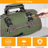 Sac à outils robuste, organiseur d'outils enroulable pour hommes et femmes, boîte de rangement d'outils portable avec 4 pochettes zippées détachables
