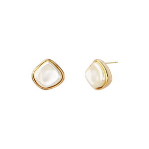 <span class=keywords><strong>Orecchini</strong></span> a perno KAVNAR in ottone placcato <span class=keywords><strong>oro</strong></span> 14K e argento 925 con perla quadrata irregolare, eleganti per donna - Product Image 3