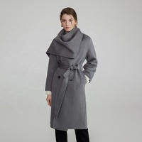 Manteau en laine cachemire à col en écharpe en matière douce pour femmes, hiver, automne, manteau en laine double face