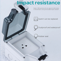 Enchufe Impermeable LangYeao IP66 con Caja, 13A 250V, 1/2 Tomacorriente, para Exteriores, Baño, Cocina, Universal para DE, UK, FR