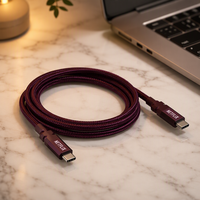 Câble USB C vers USB C de 2 m (6,6 pi) 100 W PD à charge rapide, en nylon tressé, extra long, avec E-Marker pour smartphone, ordinateur portable et jeux