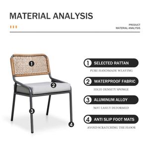 2025 nuevo juego de mesa y silla de comedor al aire libre Patio balcón tela de ratán con marco de aluminio para hoteles - Product Image 3