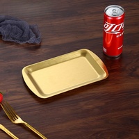 Plateau de service rectangulaire en métal, assiettes de luxe pour mariage, assiettes à dessert en acier inoxydable, assiette de buffet coréen
