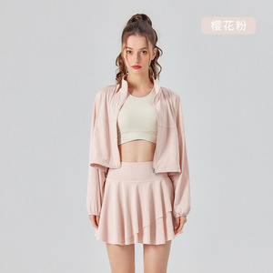 Setelan rok jaket wanita, Logo kustom UPF 50 + rok jaket wanita terasa keren dengan kantong dalam elastis Y2k pakaian Badminton Golf tenis Set - Product Image 4