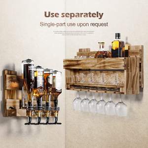 Étagère à <span class=keywords><strong>alcool</strong></span> en bois suspendue murale en bois avec <span class=keywords><strong>porte</strong></span>-bouteilles <span class=keywords><strong>porte</strong></span>-verres à pied - Product Image 6