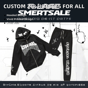 Venta al por mayor de fábrica: Sudaderas con capucha y cremallera de punto extragrandes personalizadas para otoño - Product Image 2