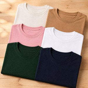T-shirt de luxe uni personnalisé, T-shirt épais à col montant, vierge, pour impression de logo, coupe oversize pour homme - Product Image 4