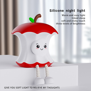 Apple Shaped Tap <b>Light</b> Soft Silicone Bedside Night <b>Light</b> Rechargeable <b>LED</b> Touch Lamp Cute Halloween Christmas Gift for Boys Girl - Product Image 3