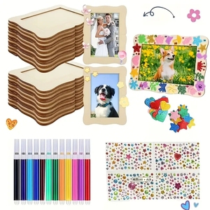 Wooden Painting Craft Kit <strong>DIY</strong> Picture <strong>Frame</strong> with Stand Painting Tools Set <strong>Eva</strong> Stickers Craft Decorate Photo <strong>Frame</strong> - Product Image 5