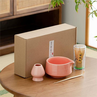Vente en gros de coffret cadeau personnalisé pour le thé matcha emballage et accessoires fouet en bambou bol en céramique kit de fouet pour le thé matcha outils