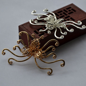 Gold Plated Flower Hairpin Component For <b>Bracelet</b> Making <b>Copper</b> Material Zhejiang Origin - Product Image 2