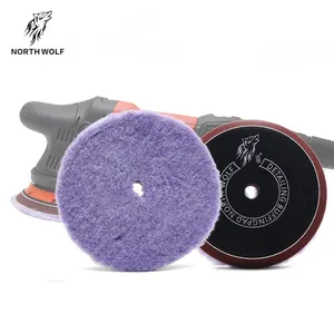 Guangzhou Factory Direct Supply 100% Wool Purple 5inch Car Polish Cutting Wool Pad Detailing
