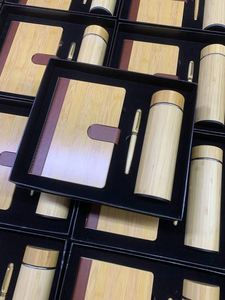 Printing Logo <b>A5</b> <b>Notebook</b> Planner Bamboo Wood Hard Cover Thread Sewing 100 Sheets New Year Gift Box Includes Pen/Cup - Product Image 3