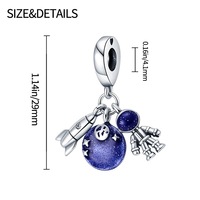 Accessoires de bracelet de voyage DIY exquis pour femme, avec breloques charmantes en argent et zircon (Violon, Terre, Appareil photo, Valise), cadeau