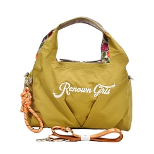 Bolso de mano de nailon para mujer con correa de hombro desmontable, bolso tote con bordado de letras y dije, disponible en 4 colores - Product Image 1