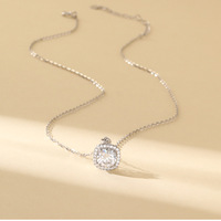 Pendentif en argent 925 à 4 griffes avec chaîne câble, 2g, Moissanite ronde taille Cœur et Flèches, couleur DEF, pureté VVS, pour mariage et fiançailles