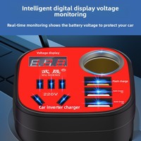 Convertisseur de courant multifonctionnel 12V/24V vers 220V 150W pour voiture avec affichage numérique LED et charge rapide QC 3.0 pour voitures et camions