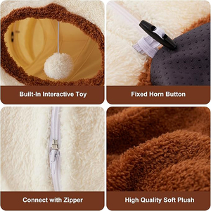 Wholesale <b>Cat</b> Tunnel Bed <b>Plush</b> Indoor Pet Cave Sleeping Nest With Washable Cushions Cute Donut Play Toys Foldable <b>Cat</b> Tunnel Bed - Product Image 2