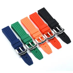 JUELONG Customized Quick Released Soft Silicone Watch Strap 20mm 22mm 24mm Waterproof Stripe Rubber Watch Band
