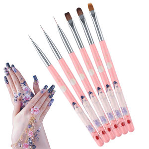 Lot de pinceaux de nail art multi-tailles avec manche métallique, pinceau plat de précision, pinceau à nylon ondulé pour la peinture à l'aquarelle et la manucure - Product Image 4