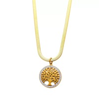 Nouveau Collier Pendentif Femme Tendance Luxe Léger Chaîne de Clavicule Creuse Haut de Gamme Arbre Inoxydable TGXL12060